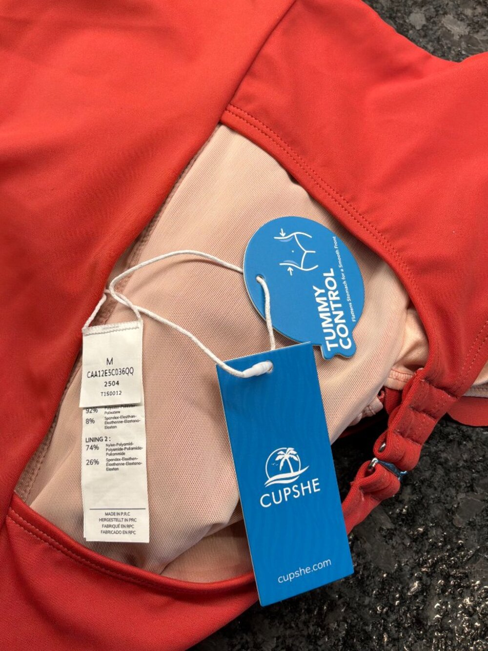 NWT Cupshe Sunset Glow Tummy Control 1 Piece swimsuit size Medium - Picture 8 of 11